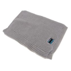 Warm Knitted Style Buff Scarf With Built-in Wireless Bluetooth Headphones Light Grey