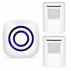 Raoes Wireless Doorbell Motion Sensor Door Chime Kit With 2 Pir Sensors 1 Plug-in Receiver -38 Melodies - LED Indicator