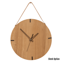 Finn Wall Clock In Oak - 250MM Dia Clear Varnish Sleek Black Second Hand