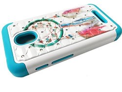 For Alcatel Onetouch Pixi Bond A573VC Dual Hybrid Sparkle Bling Protective Case Phone Cover + Gift Stand Sparkle Teal Dream Catcher
