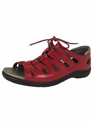 Aravon Women's Bromly Ghillie Flat Sandal Red 8.5 D Us