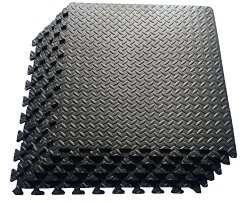 Ottomanson EFM-24-BLACK Multipurpose Anti-fatigue Exercise Puzzle Mat Tiles - Interlocking Eva Foam Mat Tiles - 24 Sq.'. Puzzle Mat Black 24" X 24