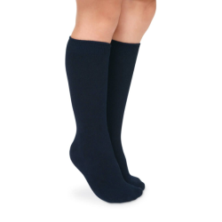 Seamless Cotton Knee High Socks - Navy - Small