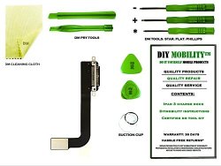 Ipad 3 Charge Port Dock Flex Ribbon Cable Connector Premium Kit With Dm Tools Cleaning Cloth And Instructions Included - Diymobility