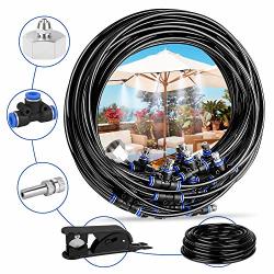 FOLUXING 32.8Ft Misting System Outdoor Cooling Mist System Drip Irrigation Mister with 10pcs Misting Nozzle Spinklers for Home Garden Patio 