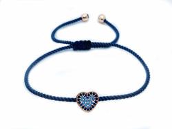 Sententia Jewelry Handmade Adjustable String Heart Bracelet I Red Blue Black Braided String Blue