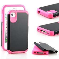 Iphone 4 Case Iphone 4S Case Ranz Hard Impact Dual Layer Shockproof Bumper Case For Apple Iphone 4 4S - Pink black
