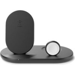Belkin Boostcharge 3-IN-1 Slim Design Wireless Charger Black - For Apple Iphone 14 13 12 Apple Watch Airpods