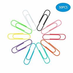 Corner Cabin 50 Pack 4 INCHES 100MM Paper Clips Extra Large Jumbo- Assorted Color 100MM Office Supply Accessories - Cute Long Coated Metal Paper Clip