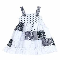 The Silly Sissy - Toddlers And Girls Joyous Ruffles Patchwork Jumper Dress In White & Black 7 8