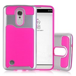 Gbsell Hybrid Soft Rubber Skin Protective Case Cover For LG Aristo LV3 LG K8 Hot Pink