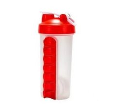 Psm Water Bottle With Daily Supplement Storage Box Outdoor Sports Bottle 500ML Red