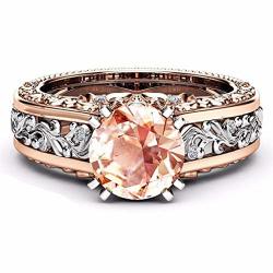 Aunimeifly Women Color Separation CZ Diamond Rose Gold Floral Wedding Engagement Ring