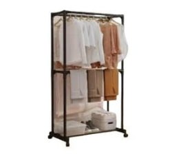 Double-layer Double-pole Floor-standing Shoe Rack & Clothes Hat Rack Combination For Home With Multifunctional Hall Hat Rack & Removable Coat Rack Of Simple Wardrobe