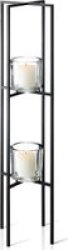 Glass Candle Holders On 2-TIERED Black Steel Frame Nero 90CM