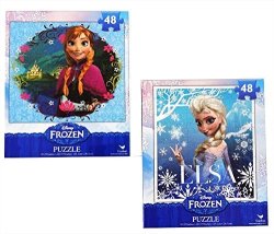 FROZEN Princesses Anna And Elsa 48 Piece Puzzles Set Of 2 Puzzles