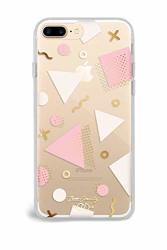 Zero Gravity Case Compatible With Iphone 8 Plus 7 Plus - Verve - Pink White & Gold Geometric Shapes Transparent - 360 Protection Drop Test Approved