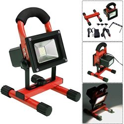 Red Portable 10W Cordless Work Light Rechargeable LED Flood Spot Camping Lamp