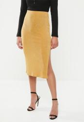 Missguided Petite Slinky Slip Midi Skirt - Mustard