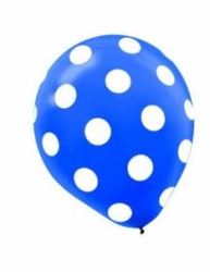 Blue Polka Dot Balloons-10 Balloons Per Pack