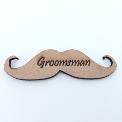 Moustache Wooden Groomsmen Badge
