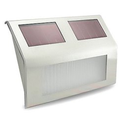 Outdoor Stainless Steel Silver Finish Solar Energy Stairs & Lawn Lamp With Switch & Lux Detector..