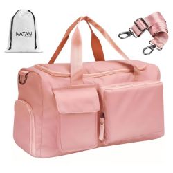 Multi-pocket Travel Storage Gym Sports Duffel Bag - Pink + Natan Bag