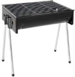 Metalix Portable Steel Braai Stand- Easy To Assemble And Store Carbon Steel Construction Grid Size: 445 X 320MM Colour Black Retail Box No Warranty