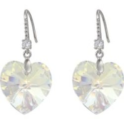 Za Xp Heart Shaped Swarovski Embellished Crystal Earrings - Whitestone