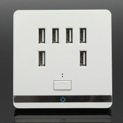 3.4A Ac Power Wall Receptacle Socket Plate Charger Outlet Panel With 6 USB Port