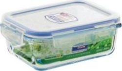 Lock & Lock Glass Rectangle Container 360ml blue