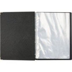 Flip File - Executive Leather Look Display Book - 50 Pocket Black