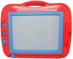 Magnetic Drawing And Writing Board Red - Includes 3 X Magnetic Stamps And Stylus Pen For Kids To Learn How To Draw And