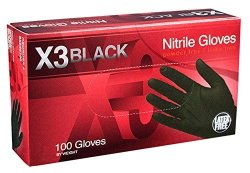 x3 black nitrile gloves