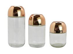 Continental Homeware 3 Pcs 400 600 800ML Glass Jar With Rose Gold Lid
