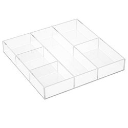 Hiimiei Clear Desk Drawer Organizer Tray 9 Section Acrylic Makeup Tray Organizer For Drawer Office Shallow Drawer Organizer 11.8X11.8 Inch