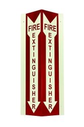 Fire Extinguisher Safety Sign V-style Green Glow In The Dark Photoluminescent 18"X4" Fire Extinguisher Aluminum Visible Over 50 Feet Includes Mounting Holes Made In Usa