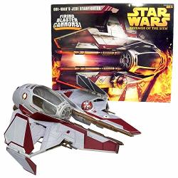 Star Wars Year 2005 Revenge Of The Sith Series 12 Inch Long Vehicle Set : Obi-wan's Jedi Starfighter With Opening Canopy Blaster Cannon And Retractable Landing Gear